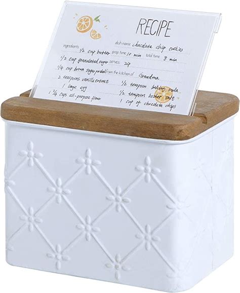 NIKKY HOME 4x6 Kitchen Metal Recipe Organization Box with 